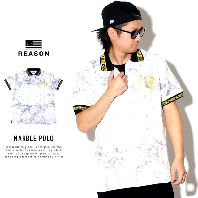 REASON リーズン ポロシャツ マーブル模様 クラウン モノグラム MARBLE POLO S1-81