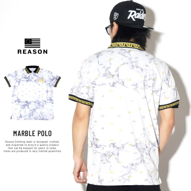 REASON リーズン ポロシャツ マーブル模様 クラウン モノグラム MARBLE POLO S1-81