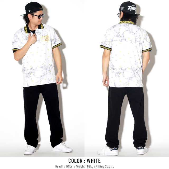 REASON リーズン ポロシャツ マーブル模様 クラウン モノグラム MARBLE POLO S1-81