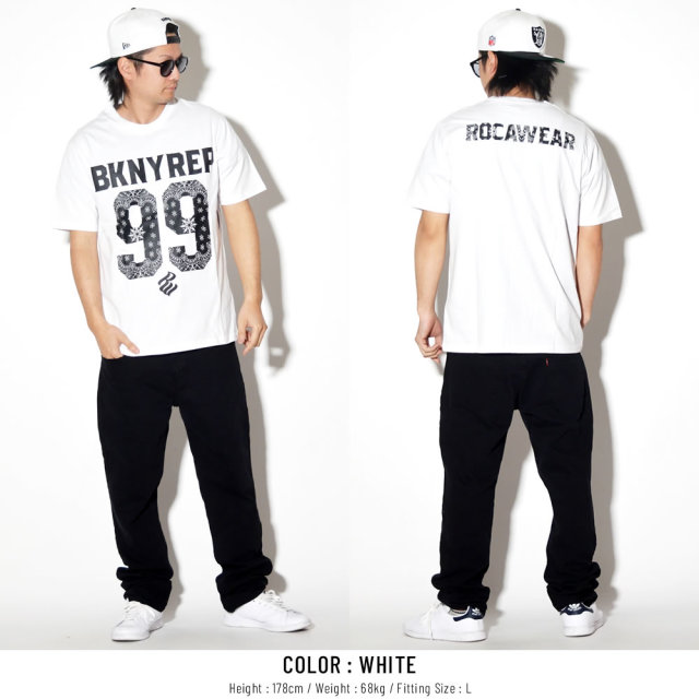ROCA WEAR ロカウェア 半袖Tシャツ ペイズリー 99 BKNY REP BANDANA TEE RW173T22S