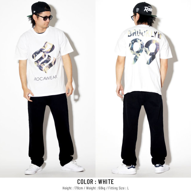 ROCA WEAR ロカウェア 半袖Tシャツ 自由の女神 フレイムロゴ 99 BROOKLYN LOGO IN LIVERTY TEE RW183T01S