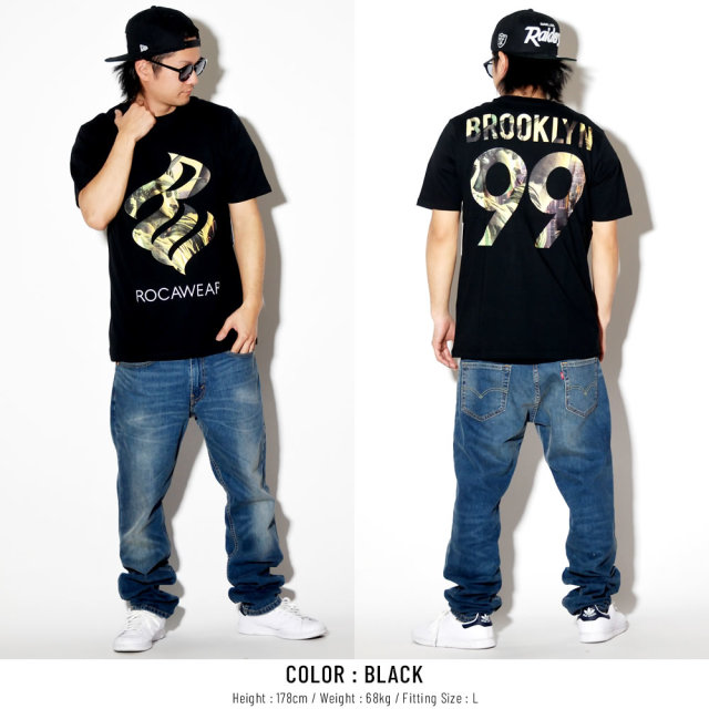 ROCA WEAR ロカウェア 半袖Tシャツ 自由の女神 フレイムロゴ 99 BROOKLYN LOGO IN LIVERTY TEE RW183T01S