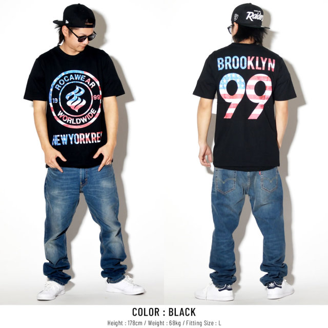 ROCA WEAR ロカウェア 半袖Tシャツ 星条旗 USフラッグ BROOKLYN 99 LOGO IN FLAG TEE RW183T02S