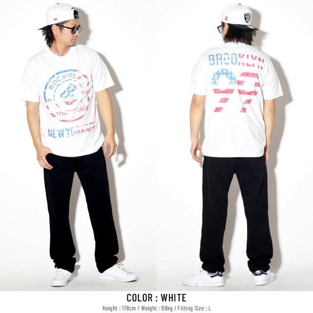 ROCA WEAR ロカウェア 半袖Tシャツ 星条旗 USフラッグ BROOKLYN 99 LOGO IN FLAG TEE RW183T02S