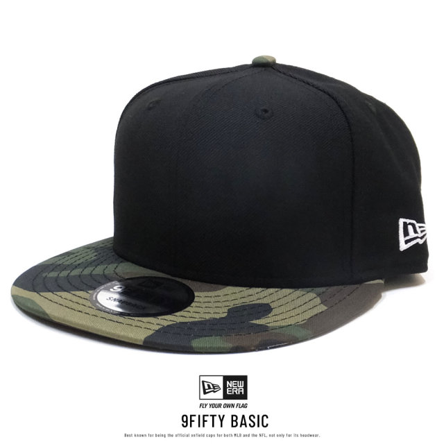 NEW ERA ニューエラ フラットバイザーキャップ 9FIFTY ベーシック ブラック ホワイトフラッグ ウッドランドカモバイザー 11914506