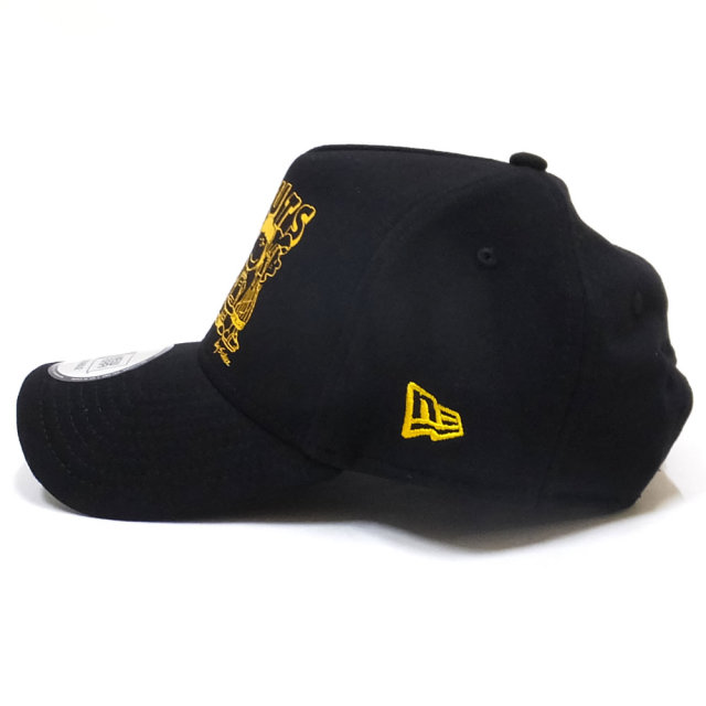 NEW ERA ニューエラ カーブバイザーキャップ 9FORTY A-Frame PEANUTS モノトーンイラスト ブラックスウェット × イエロープリント11914515