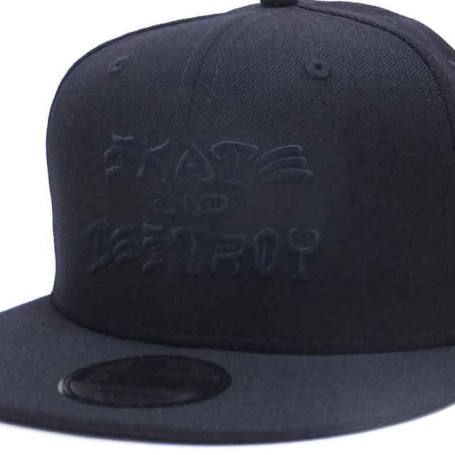 NEW ERA ニューエラ フラットバイザーキャップ 9FIFTY Thrasher スラッシャー SKATE AND DESTROY ネイビー × ネイビー 11914523
