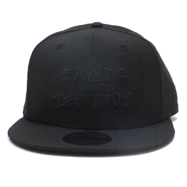 NEW ERA ニューエラ フラットバイザーキャップ 9FIFTY Thrasher スラッシャー SKATE AND DESTROY ブラック × ブラック 11914525