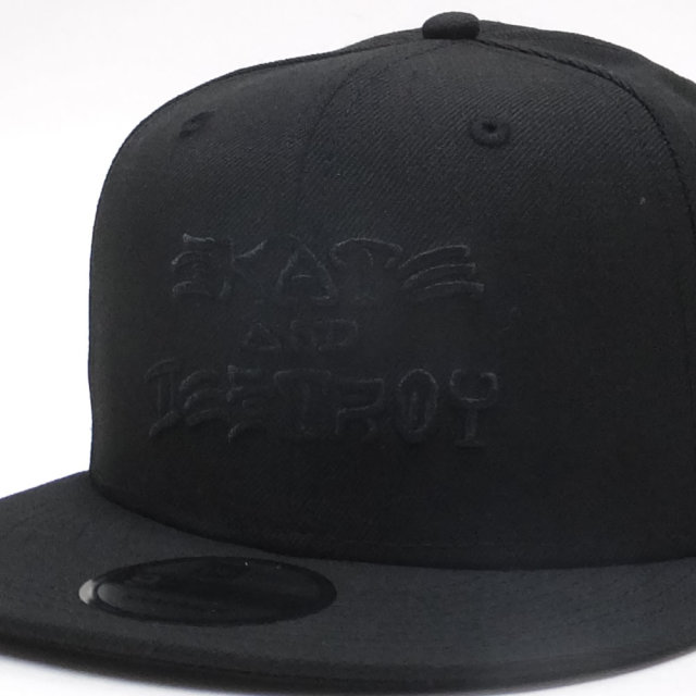 NEW ERA ニューエラ フラットバイザーキャップ 9FIFTY Thrasher スラッシャー SKATE AND DESTROY ブラック × ブラック 11914525