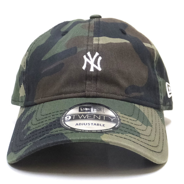 NEW ERA ニューエラ カーブバイザーキャップ 9TWENTY クロスストラップ ニューヨーク・ヤンキース ミニロゴ ウッドランドカモ × ホワイト 11914535