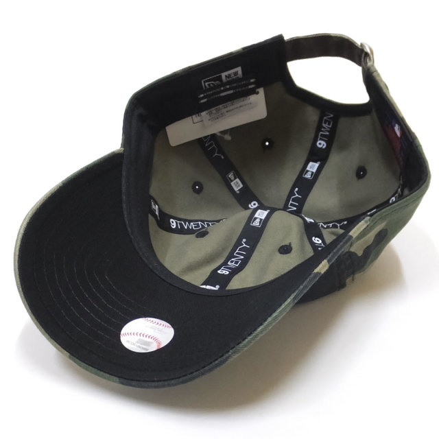 NEW ERA ニューエラ カーブバイザーキャップ 9TWENTY クロスストラップ ニューヨーク・ヤンキース ミニロゴ ウッドランドカモ × ホワイト 11914535