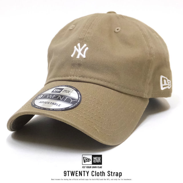 NEW ERA ニューエラ カーブバイザーキャップ 9TWENTY クロスストラップ ニューヨーク・ヤンキース ミニロゴ カーキ × ホワイト 11914537
