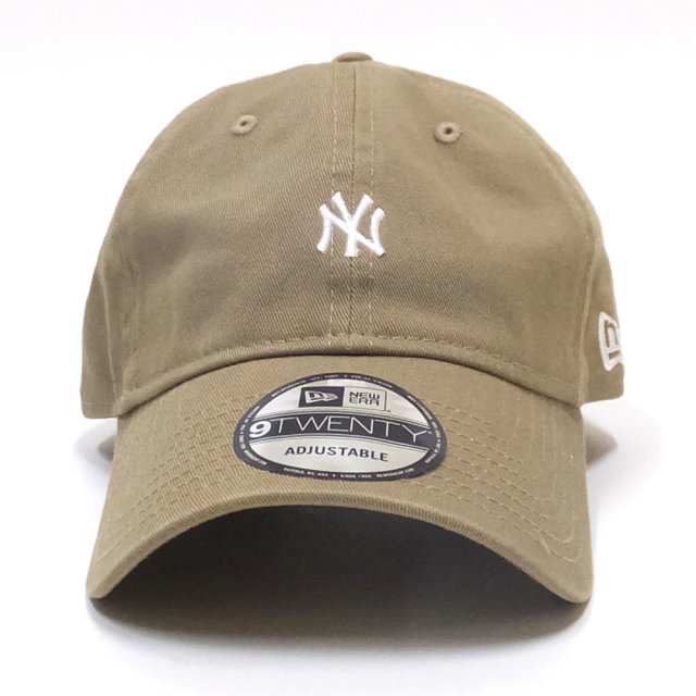 NEW ERA ニューエラ カーブバイザーキャップ 9TWENTY クロスストラップ ニューヨーク・ヤンキース ミニロゴ カーキ × ホワイト 11914537