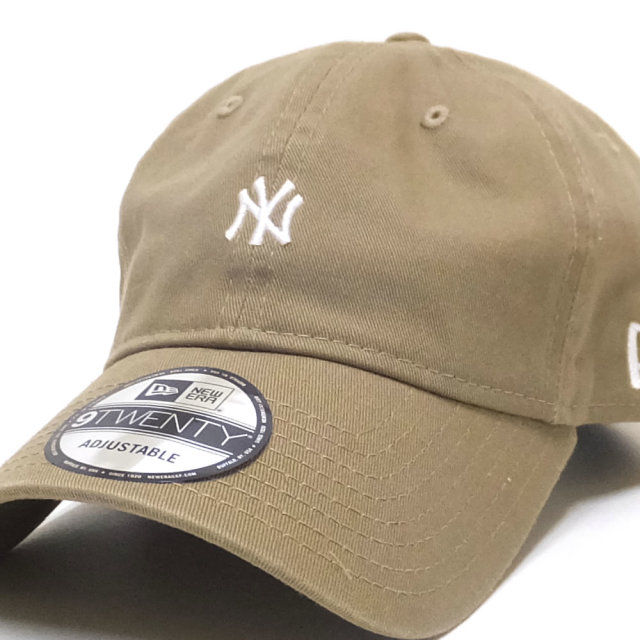 NEW ERA ニューエラ カーブバイザーキャップ 9TWENTY クロスストラップ ニューヨーク・ヤンキース ミニロゴ カーキ × ホワイト 11914537