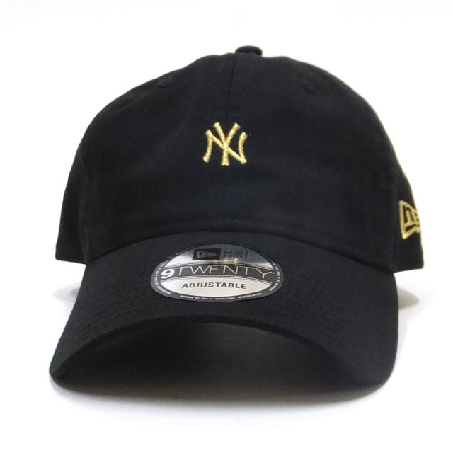 NEW ERA ニューエラ カーブバイザーキャップ 9TWENTY クロスストラップ ニューヨーク・ヤンキース ミニロゴ ブラック × ゴールド 11914539