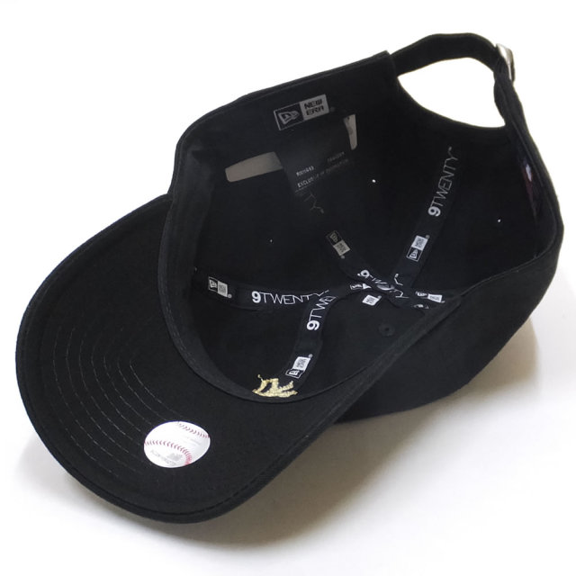 NEW ERA ニューエラ カーブバイザーキャップ 9TWENTY クロスストラップ ニューヨーク・ヤンキース ミニロゴ ブラック × ゴールド 11914539