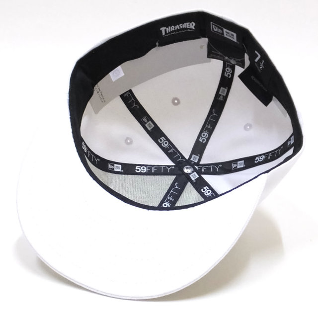 NEW ERA ニューエラ フラットバイザーキャップ 59FIFTY Thrasher スラッシャー SKATE AND DESTROY ホワイト × ブラック 11914542
