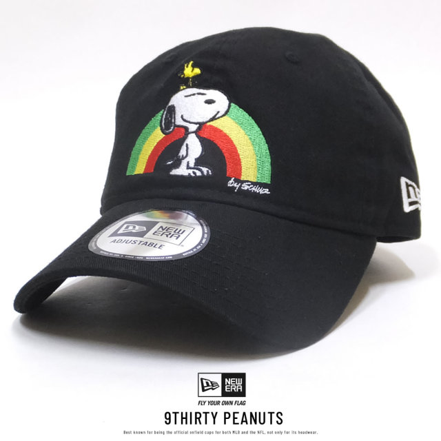 NEW ERA ニューエラ カーブバイザーキャップ 9THIRTY PEANUTS スヌーピー レインボー ブラック 11914639