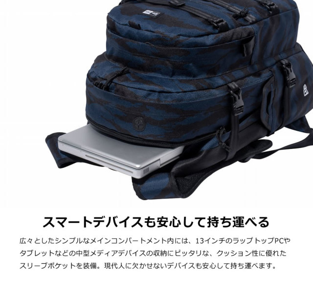 NEW ERA ニューエラ バックパック キャリアパック プリントロゴ タイガーストライプカモネイビー × ネイビー 11901520