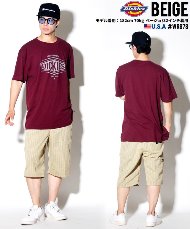 DICKIES ディッキーズ 878 ハーフパンツ メンズ 大きいサイズ シャドー ストライプ柄 レギュラーフィット DKDT025