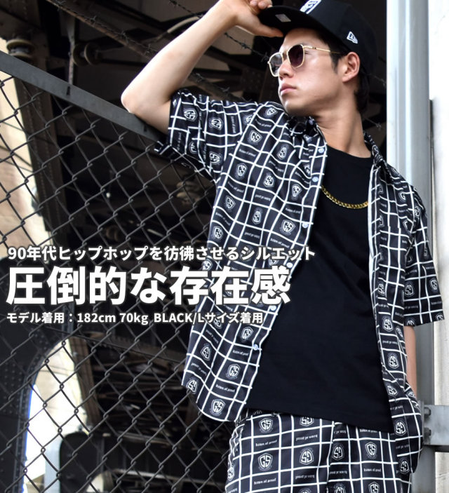 DOP ディーオーピー 半袖 セットアップ メンズ 大きいサイズ GSロゴ 総柄 b系 hiphop ヒップホップ ファッション DPST151