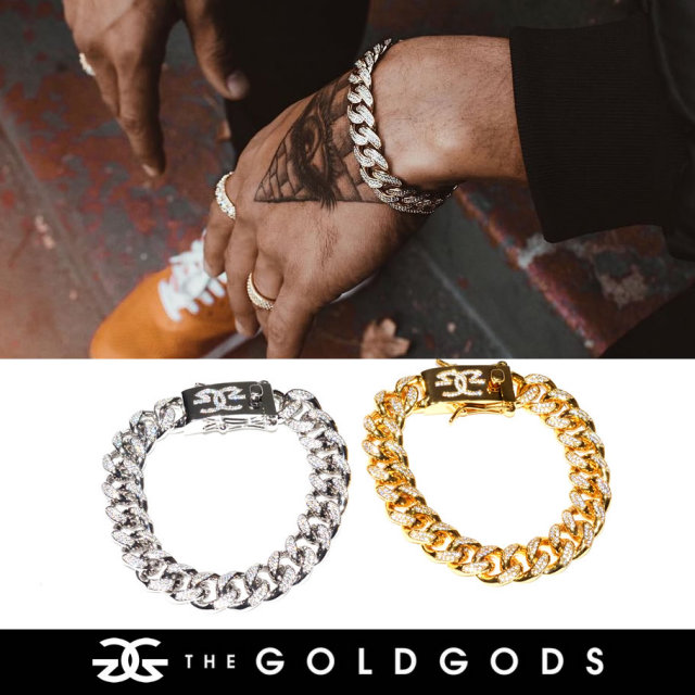 THE GOLD GODS ザ・ゴールドゴッズ ブレスレット 18金コーティング 10mm ブリンブリン ストリート系 ヒップホップ ファッション DCB-10MM GGAT007
