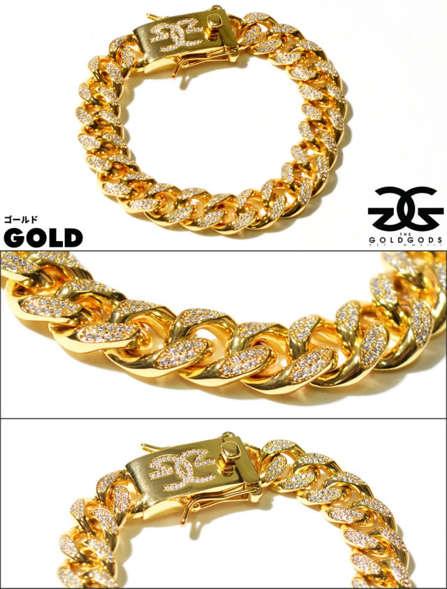 THE GOLD GODS ザ・ゴールドゴッズ ブレスレット 18金コーティング 10mm ブリンブリン ストリート系 ヒップホップ ファッション DCB-10MM GGAT007