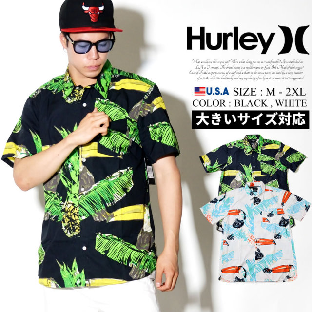 HURLEY ハーレー 半袖 アロハシャツ メンズ ヤシの葉 サーフ系 ストリート系 スケーター ファッション AA4963 HAOT003