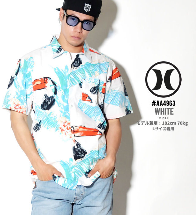 HURLEY ハーレー 半袖 アロハシャツ メンズ ヤシの葉 サーフ系 ストリート系 スケーター ファッション AA4963 HAOT003