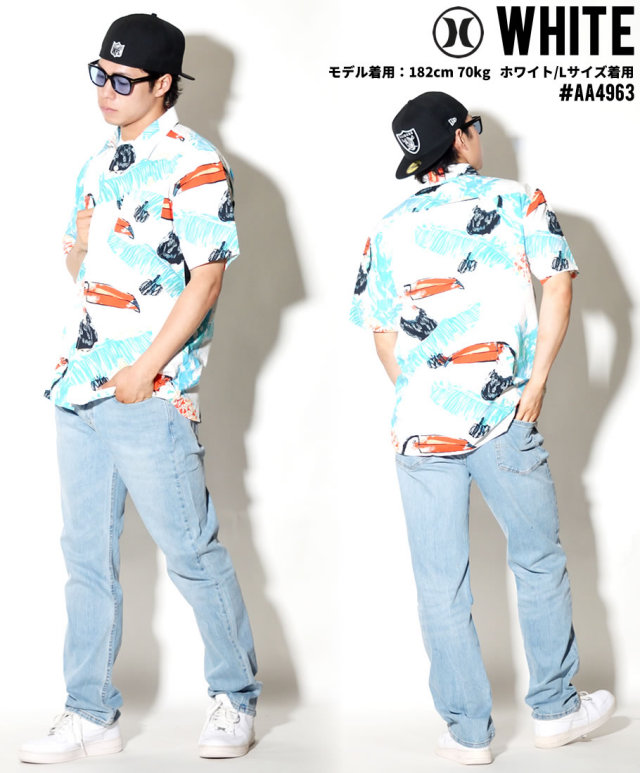 HURLEY ハーレー 半袖 アロハシャツ メンズ ヤシの葉 サーフ系 ストリート系 スケーター ファッション AA4963 HAOT003