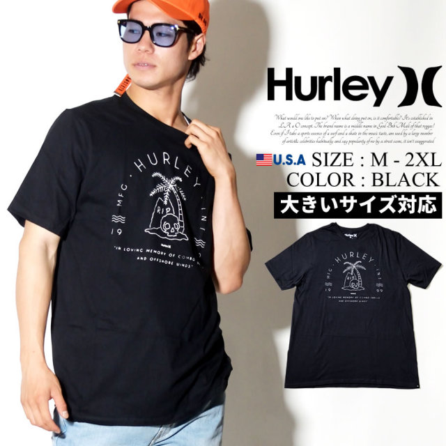 HURLEY ハーレー 半袖Tシャツ メンズ スカル ヤシの木 サーフ系 ストリート系 スケーター ファッション AA5306 HATT005
