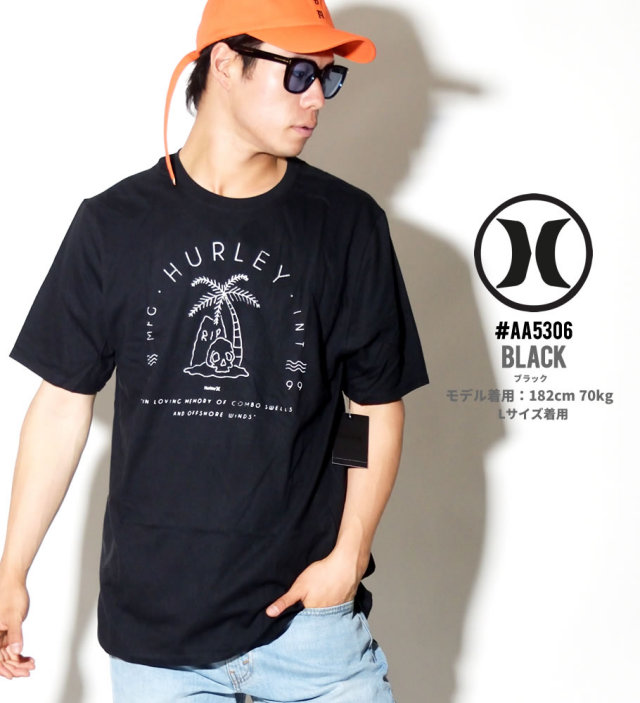 HURLEY ハーレー 半袖Tシャツ メンズ スカル ヤシの木 サーフ系 ストリート系 スケーター ファッション AA5306 HATT005