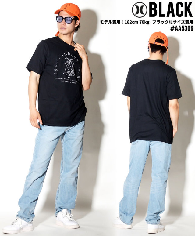 HURLEY ハーレー 半袖Tシャツ メンズ スカル ヤシの木 サーフ系 ストリート系 スケーター ファッション AA5306 HATT005