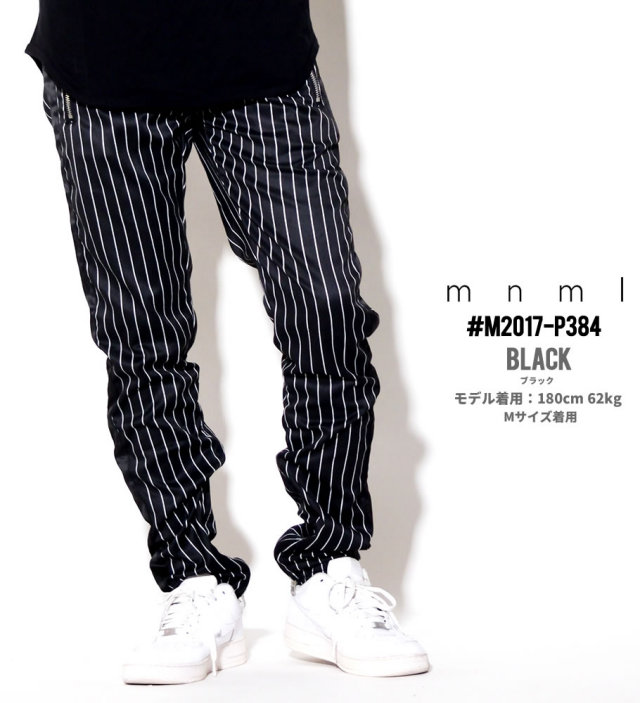 mnml ミニマル トラックパンツ メンズ ピンストライプ サイドライン サイドジップ hiphop ヒップホップ ストリート系 ファッション 通販 18ML-SP384P MLDT012
