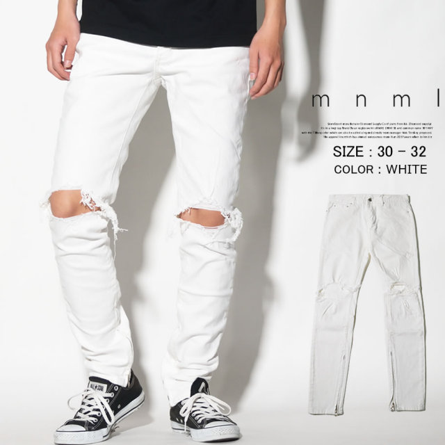 mnml ミニマル デニムパンツ ダメージ ジーンズ メンズ ストリート系 hiphop ヒップホップ ファッション 17ML-AW150P MLDT015