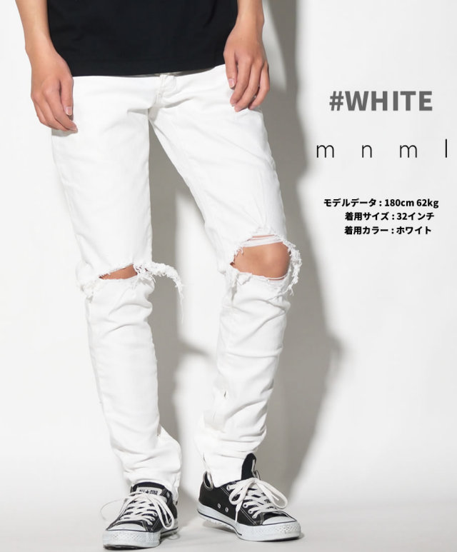 mnml ミニマル デニムパンツ ダメージ ジーンズ メンズ ストリート系 hiphop ヒップホップ ファッション 17ML-AW150P MLDT015