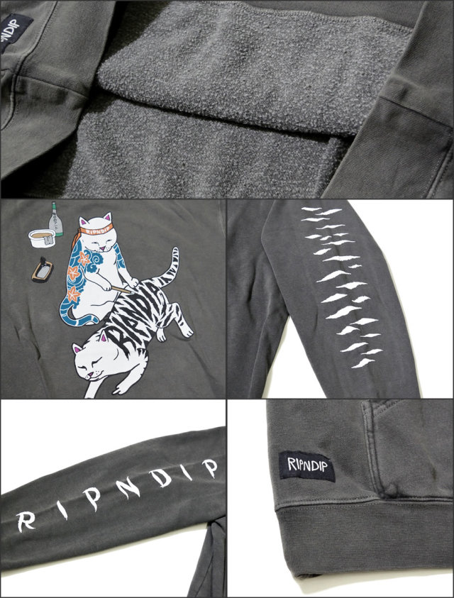 RIPNDIP リップンディップ プルオーバーパーカー メンズ バックプリント 猫 ネコ 彫師 ストリート系 スケーター ファッション 服 通販 RDPT008