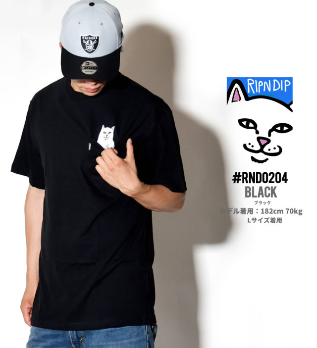 RIPNDIP リップンディップ 半袖 Tシャツ メンズ 胸ポケット 猫 ネコ ストリート系 スケーター ファッション 通販 RDTT012