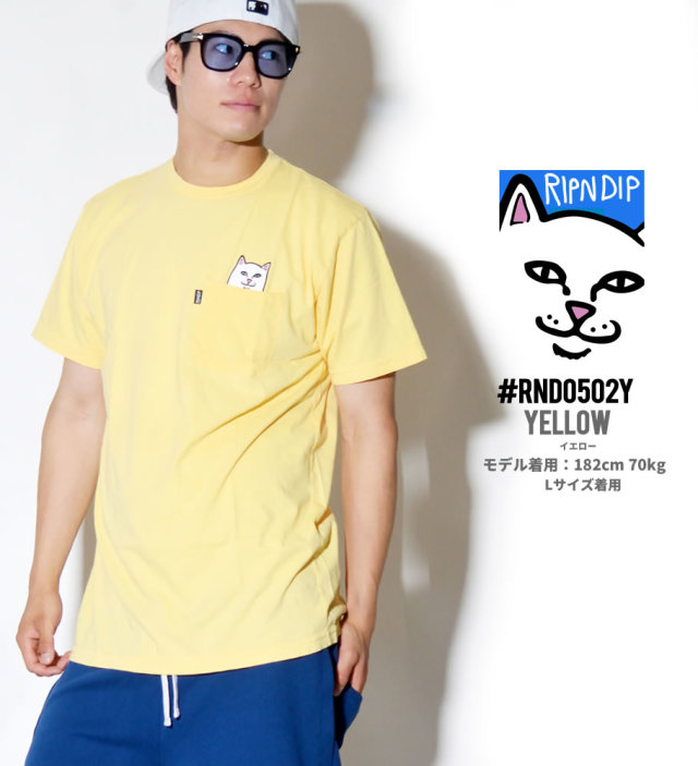 RIPNDIP リップンディップ 半袖 Tシャツ メンズ 胸ポケット 猫 ネコ ストリート系 スケーター ファッション 通販 RDTT012
