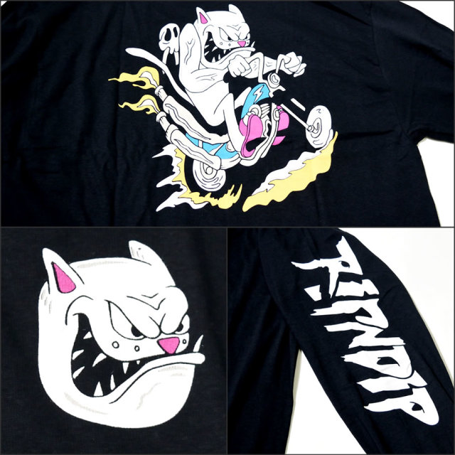 RIPNDIP リップンディップ ロンT 長袖Tシャツ メンズ バックプリント 猫 ネコ バイク ストリート系 スケーター ファッション 服 通販 RDTT028