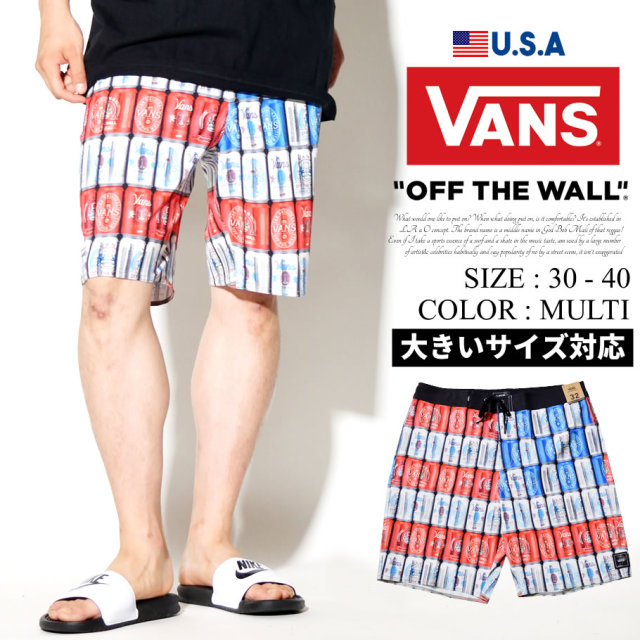 VANS バンズ 水着 海パン ボードショーツ スイムパンツ メンズ 大きいサイズ 国旗柄 星条旗 缶 サーフ系 スケーター ファッション VNDT012