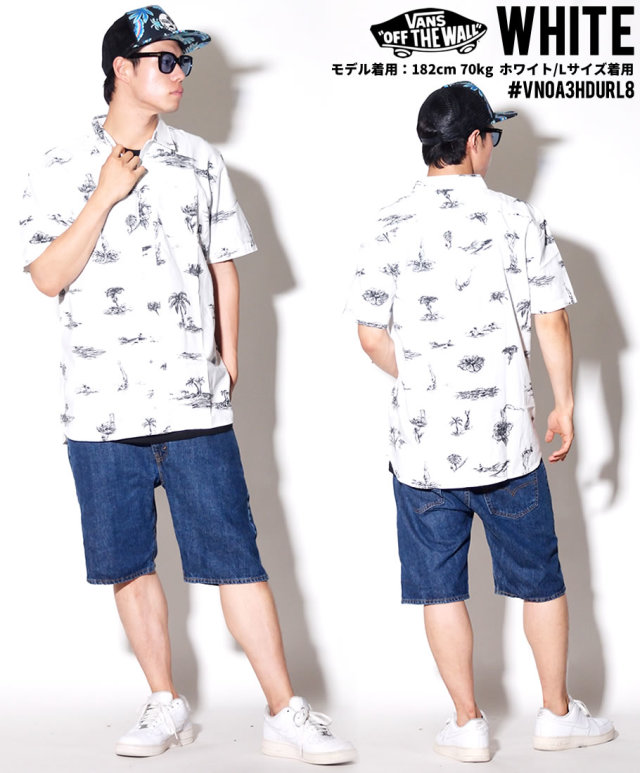 VANS バンズ 半袖 シャツ メンズ 総柄 ストリート系 スケーター ファッション VNOT007