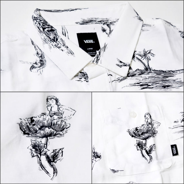 VANS バンズ 半袖 シャツ メンズ 総柄 ストリート系 スケーター ファッション VNOT007