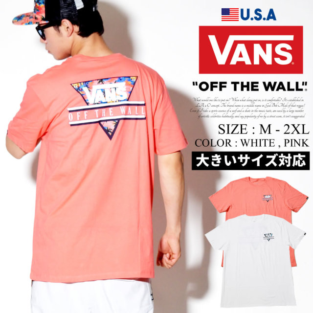 VANS バンズ Tシャツ メンズ 半袖 花柄 逆三角 ロゴ ストリート スケーター ファッション VNTT024