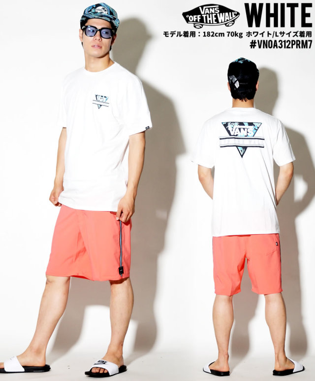 VANS バンズ Tシャツ メンズ 半袖 花柄 逆三角 ロゴ ストリート スケーター ファッション VNTT024