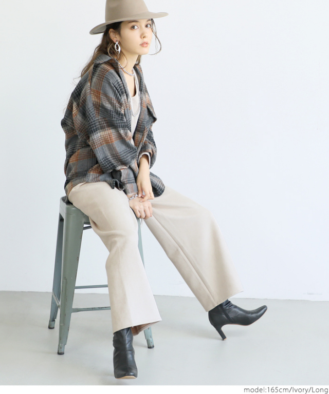 テストフェイクスウェードイージーワイドパンツ ほげほげ レディース  ロング丈 ミモレ丈 ウエストゴム 20aw コカ(16-190712001-01)