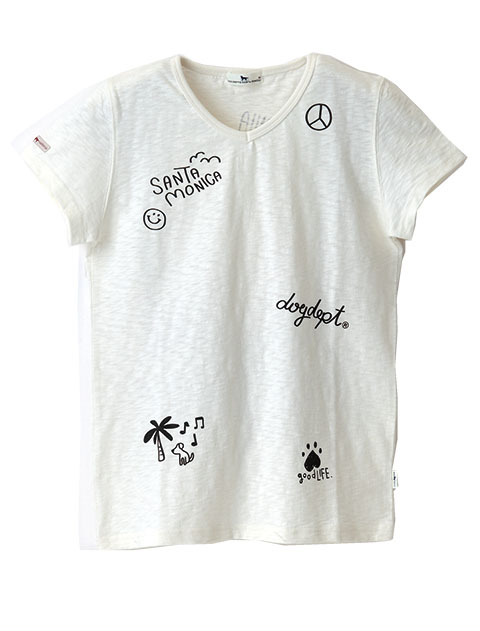 手書きイラストVネックTシャツ