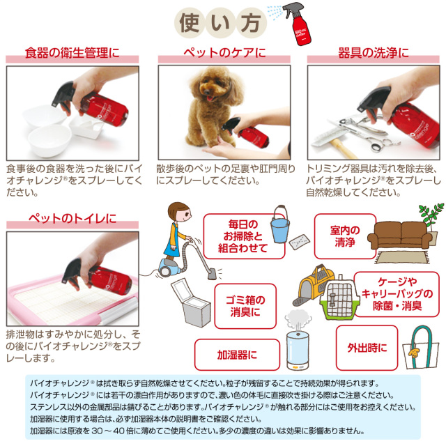 バイオチャレンジ 本体ボトル300ml+2倍希釈/原液詰替用1L ペット 消臭剤 除菌 2倍希釈 空間除菌 ウイルス対策