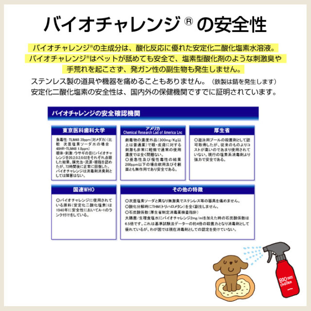 バイオチャレンジ 本体ボトル300ml+2倍希釈/原液詰替用1L ペット 消臭剤 除菌 2倍希釈 空間除菌 ウイルス対策
