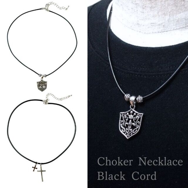 ネックレス チョーカー メンズ レディース 黒 紐 合成皮革 シンプル メール便 dplus arts